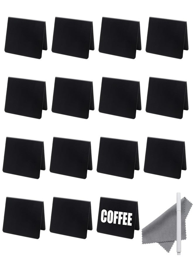 مجموعة ويندونك من 15 لافتة صغيرة للسبورة لحفلات البوفيه، لافتات طاولة قابلة لإعادة الاستخدام مقاس 4 × 3 بوصات مع قلم سبورة وقطعة قماش للمسح، ملصقات طعام للطاولة لحفلات الزفاف والمخبوزات (نمط V) - Image 1